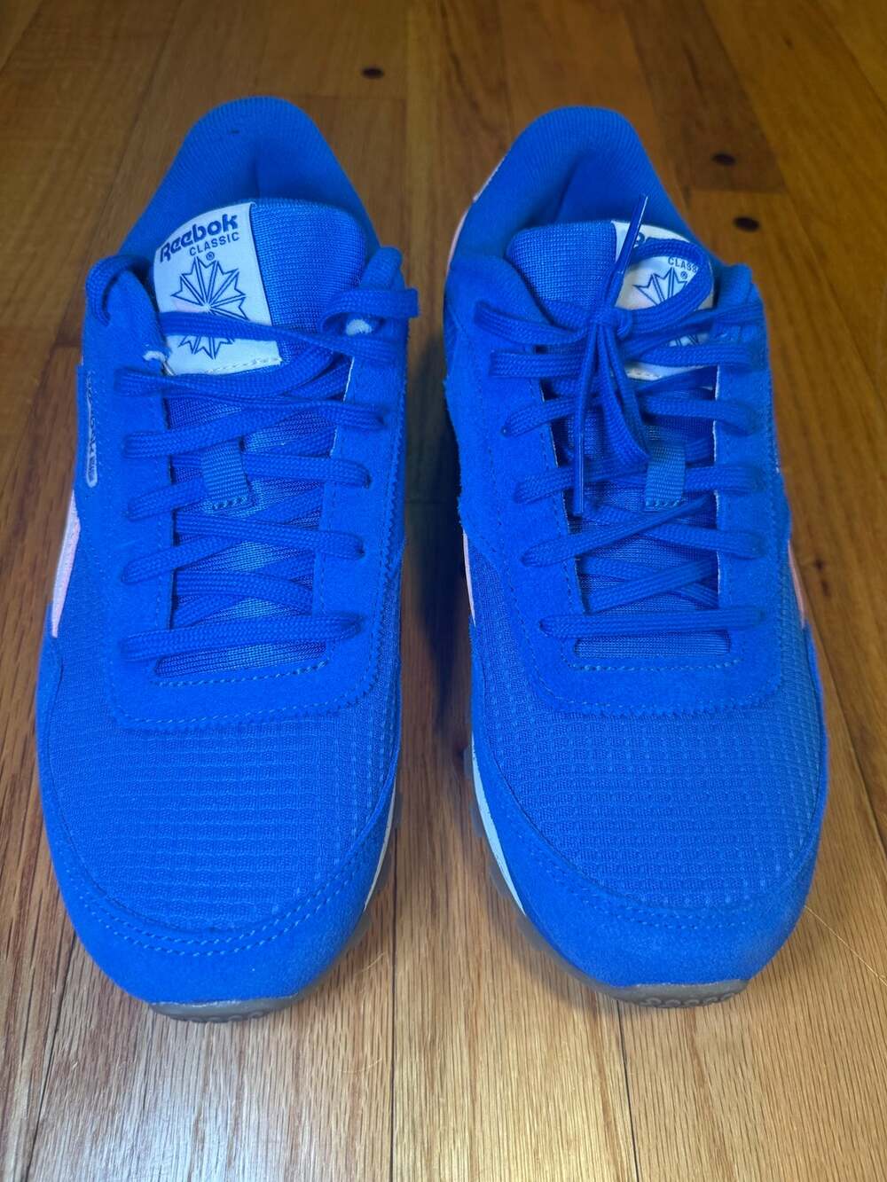 NEW Reebok Classic Nylon Sneakers Womens 6.5 Optimum Blue Pink Suede Retro Shoes